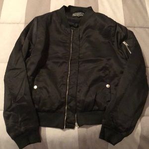 NWT Black Satin Bomber Jacket